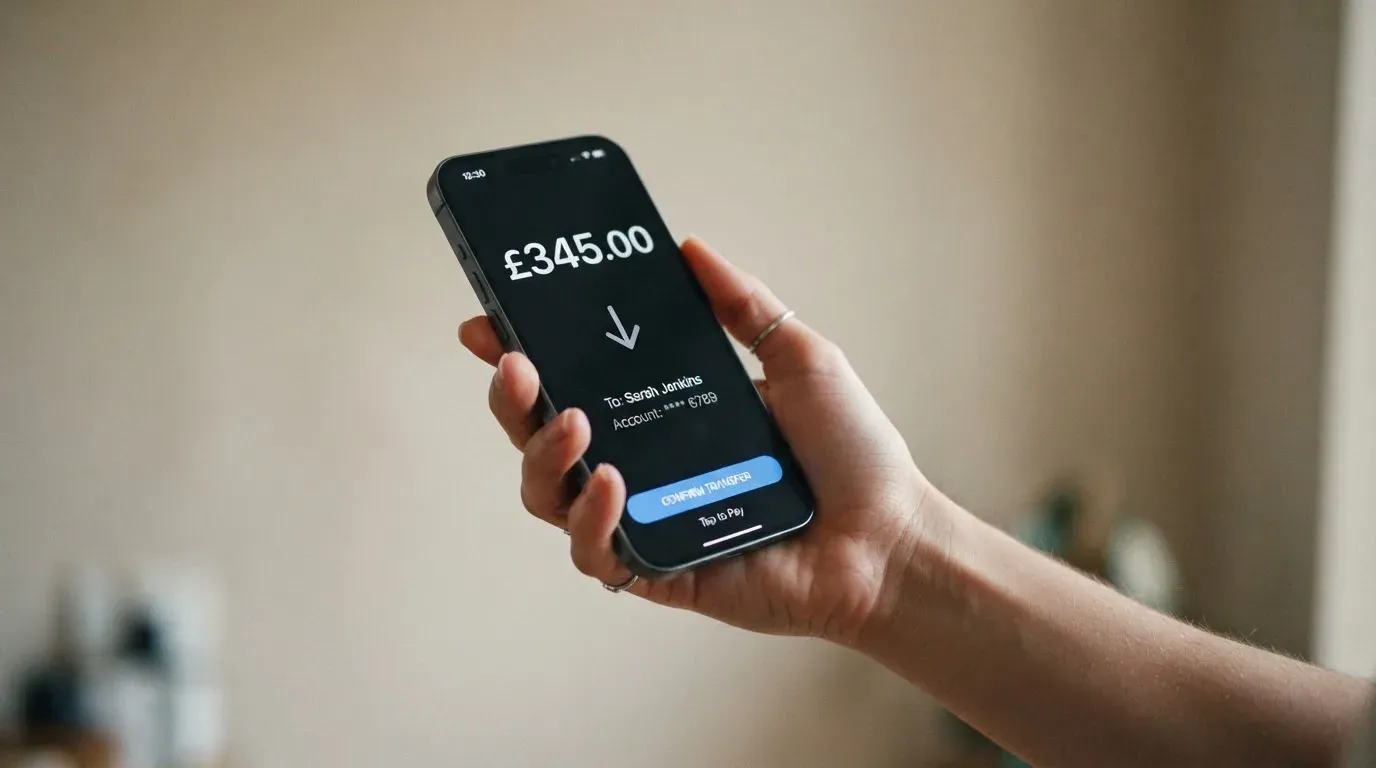 A phone showing a stablecoin transfer screen