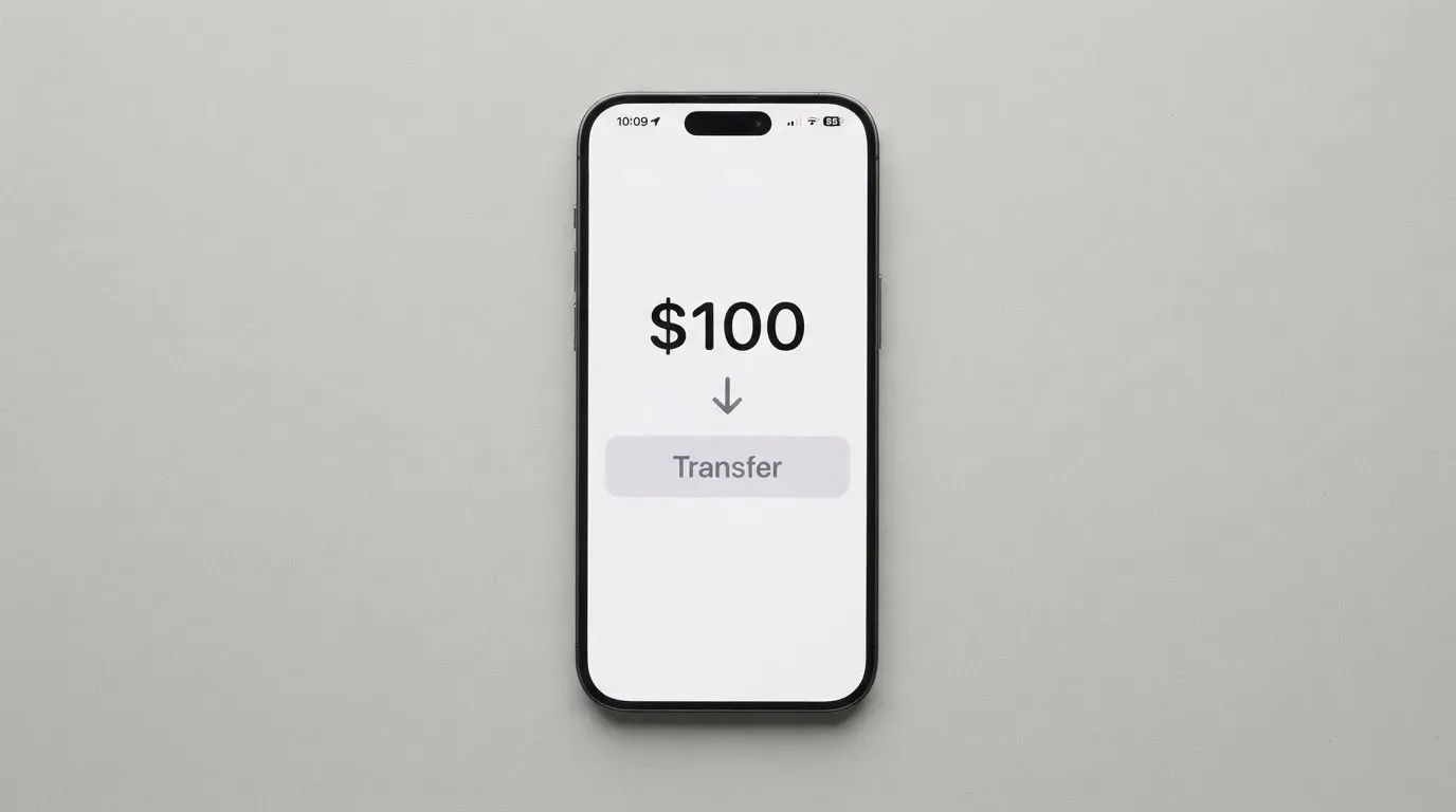 A phone showing a stablecoin transfer screen
