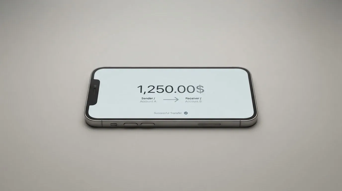 A phone showing a stablecoin transfer screen