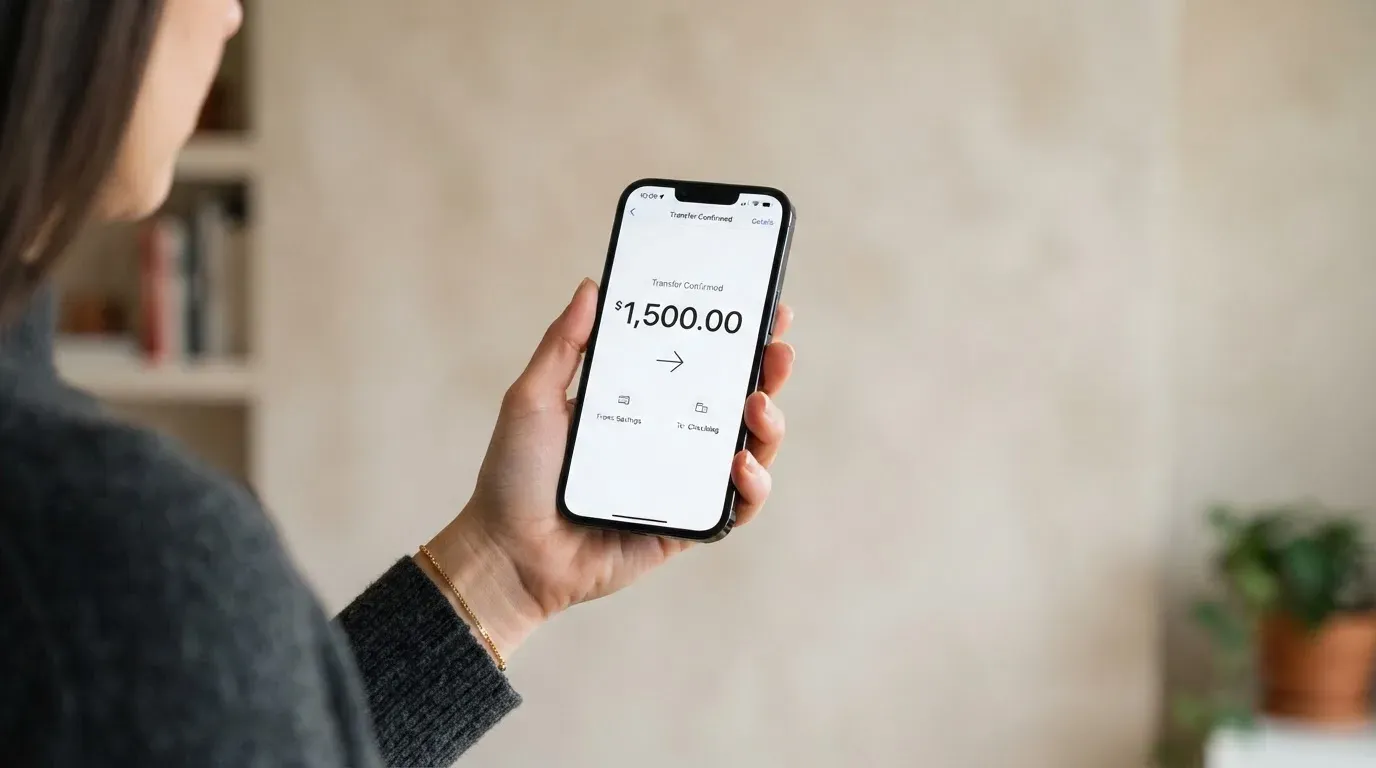 A phone showing a stablecoin transfer screen