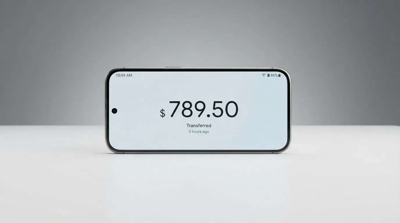 A phone showing a stablecoin transfer screen