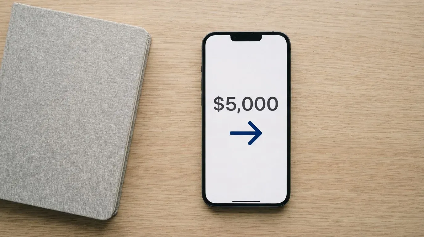 A phone showing a stablecoin transfer screen