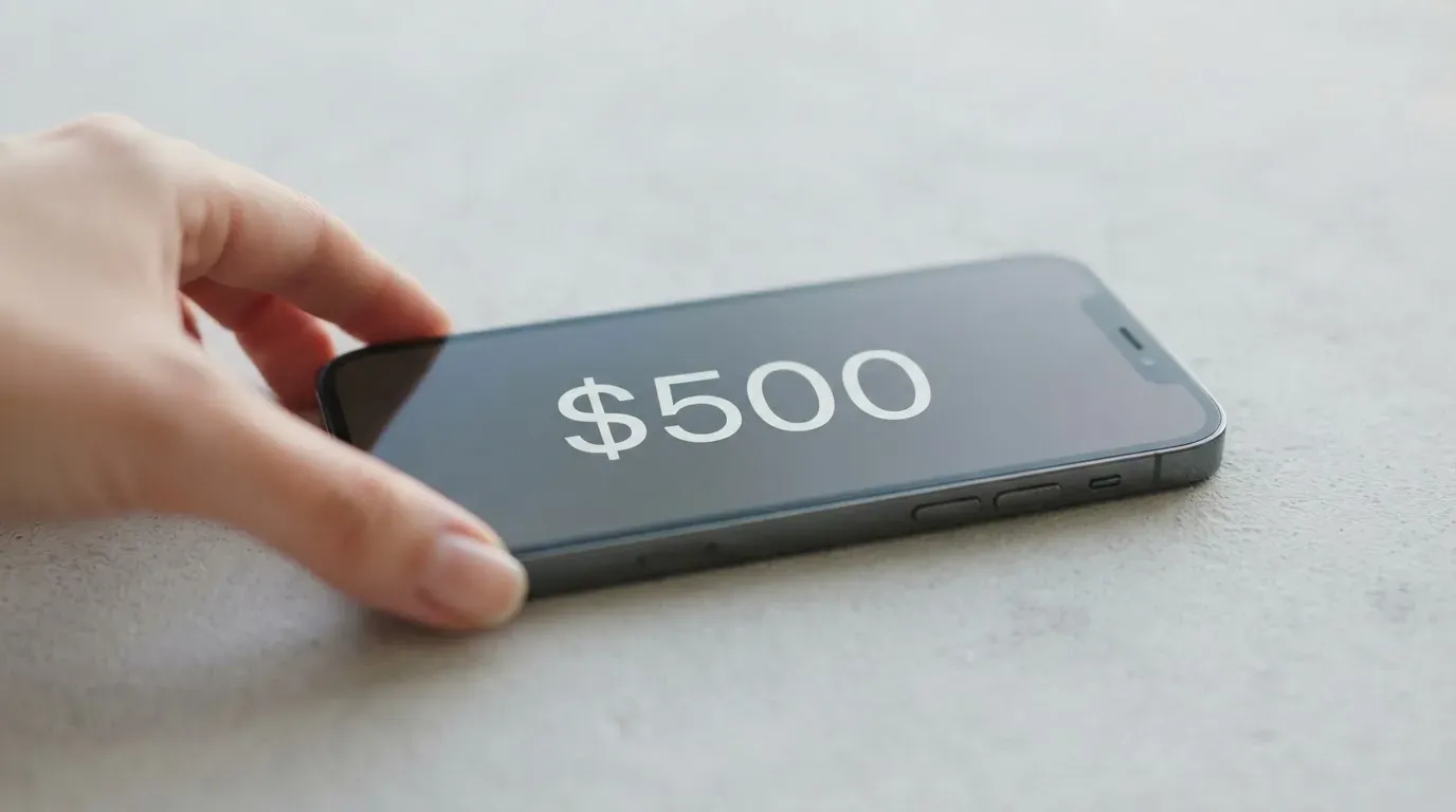 A phone showing a stablecoin transfer screen