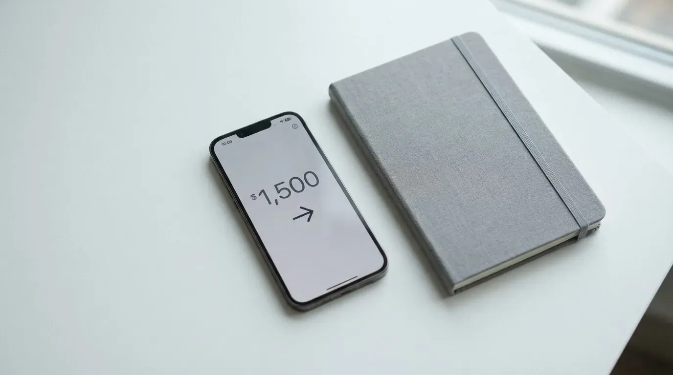 A phone showing a stablecoin transfer screen