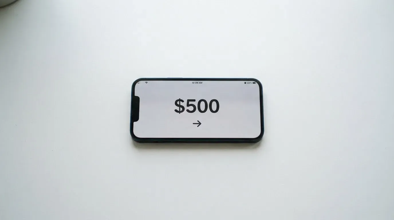 A phone showing a stablecoin transfer screen