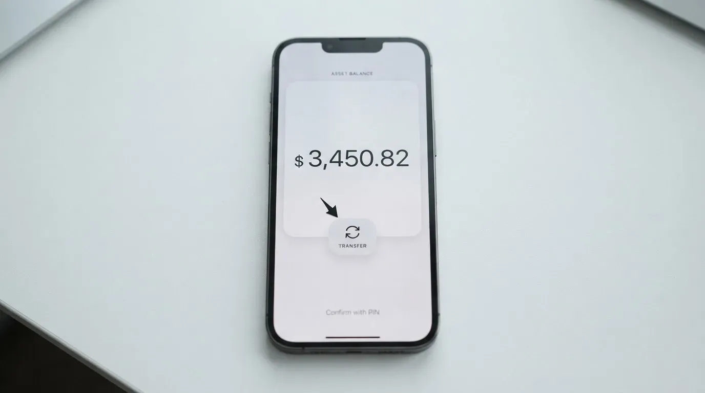 A phone showing a stablecoin transfer screen