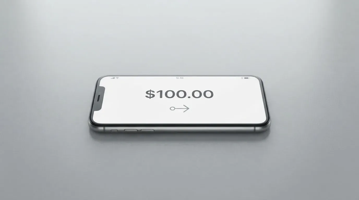 A phone showing a stablecoin transfer screen