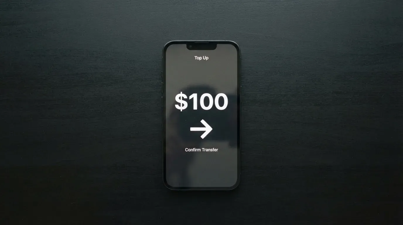 A phone showing a stablecoin transfer screen