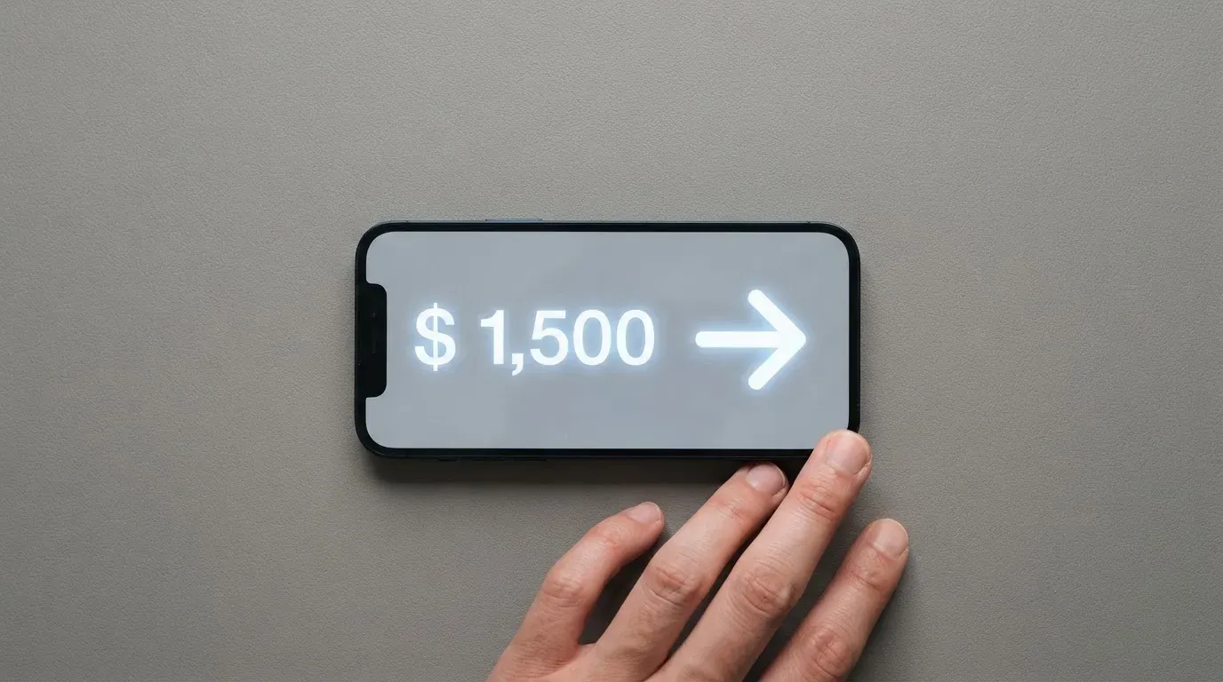 A phone showing a stablecoin transfer screen
