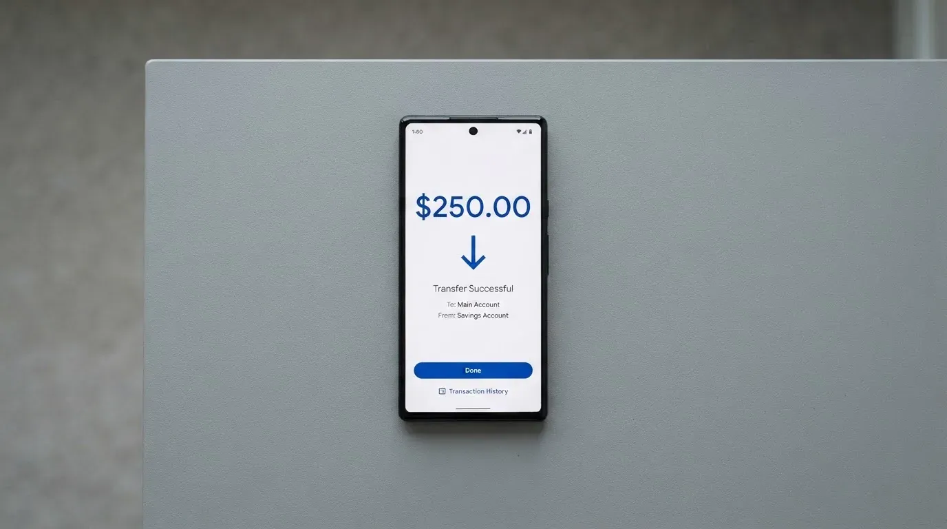 A phone showing a stablecoin transfer screen