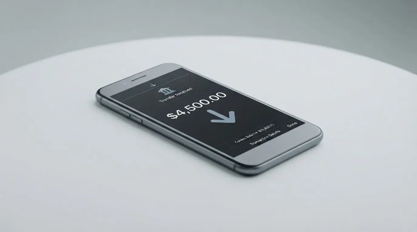 A phone showing a stablecoin transfer screen
