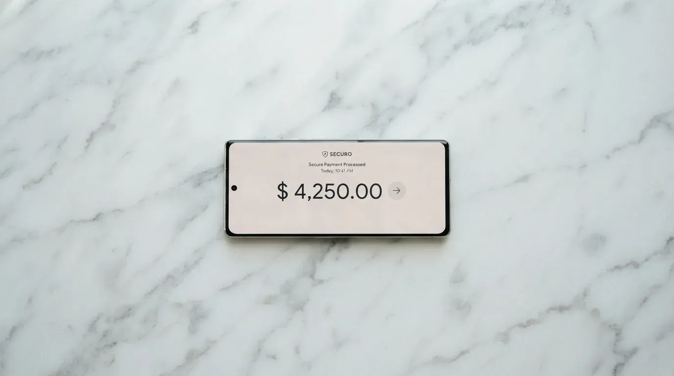 A phone showing a stablecoin transfer screen