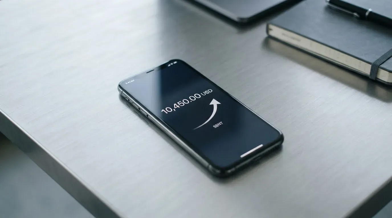 A phone showing a stablecoin transfer screen