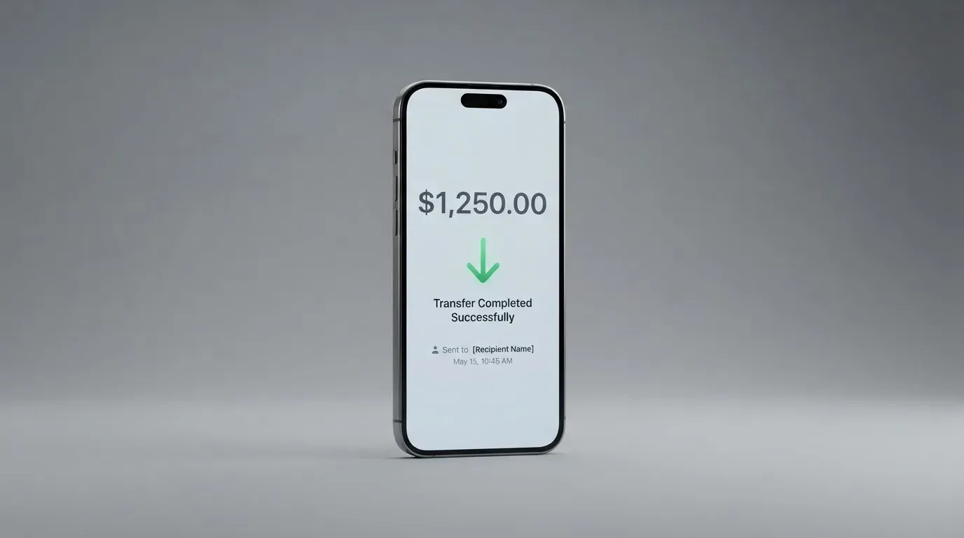 A phone showing a stablecoin transfer screen