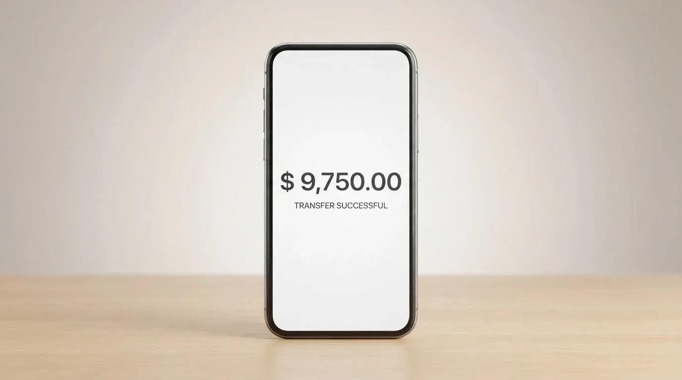 A phone showing a stablecoin transfer screen