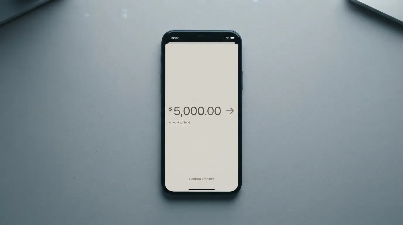 A phone showing a stablecoin transfer screen