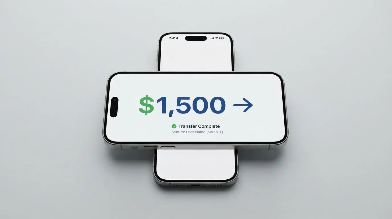 A phone showing a stablecoin transfer screen