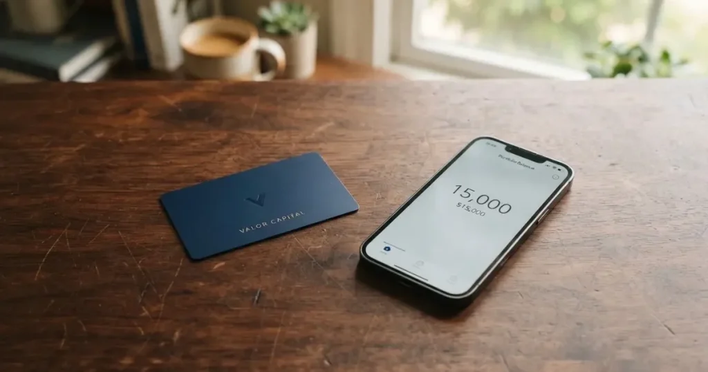 Several payment cards fanned out next to a phone with a crypto wallet app