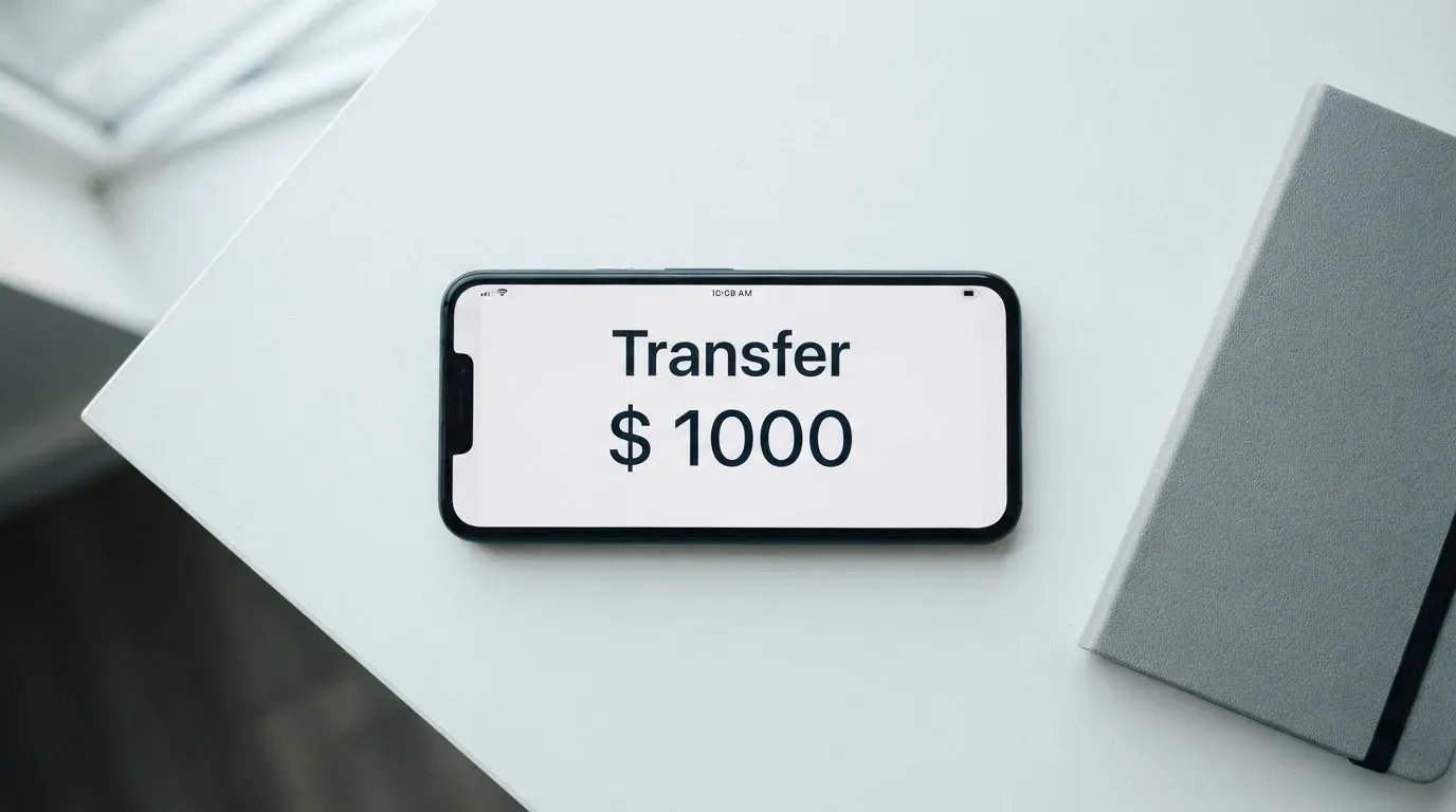 A phone showing a stablecoin transfer screen