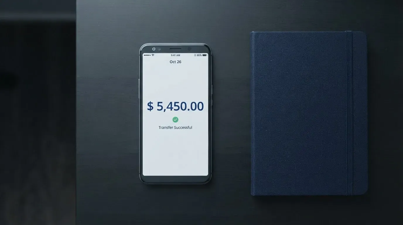 A phone showing a stablecoin transfer screen
