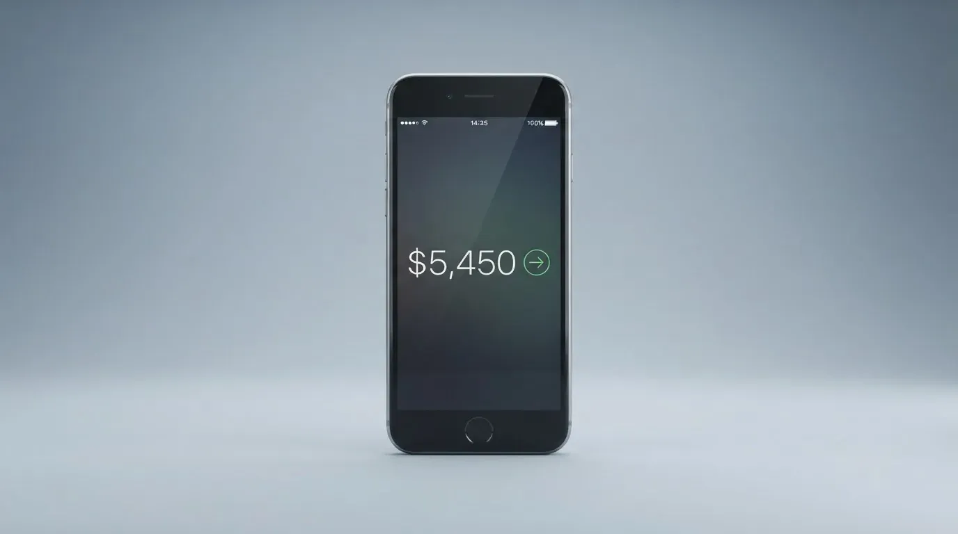 A phone showing a stablecoin transfer screen